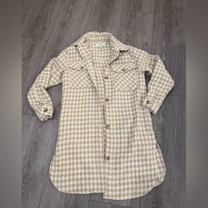 T.J.Maxx Beige Houndstooth Blazer